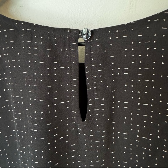 Eileen Fisher Black Morse Code Tencel Short Sleeve Flowy Boxy Blouse Size 10 - Picture 6 of 10